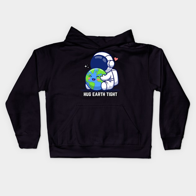 Astronaut Hugging Earth Kids Hoodie by Norse Magic